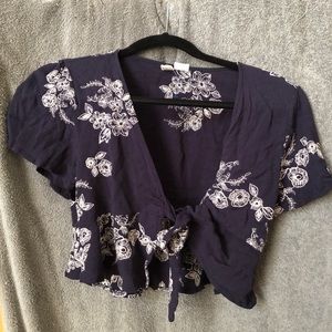 Blue flower print blouse